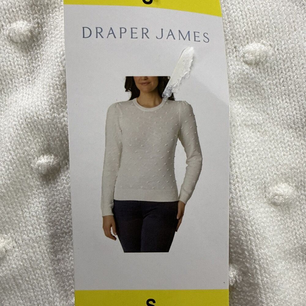 Draper James Women's Crew Neck Long Sleeve Blouse, Ivory, Size Small NWT